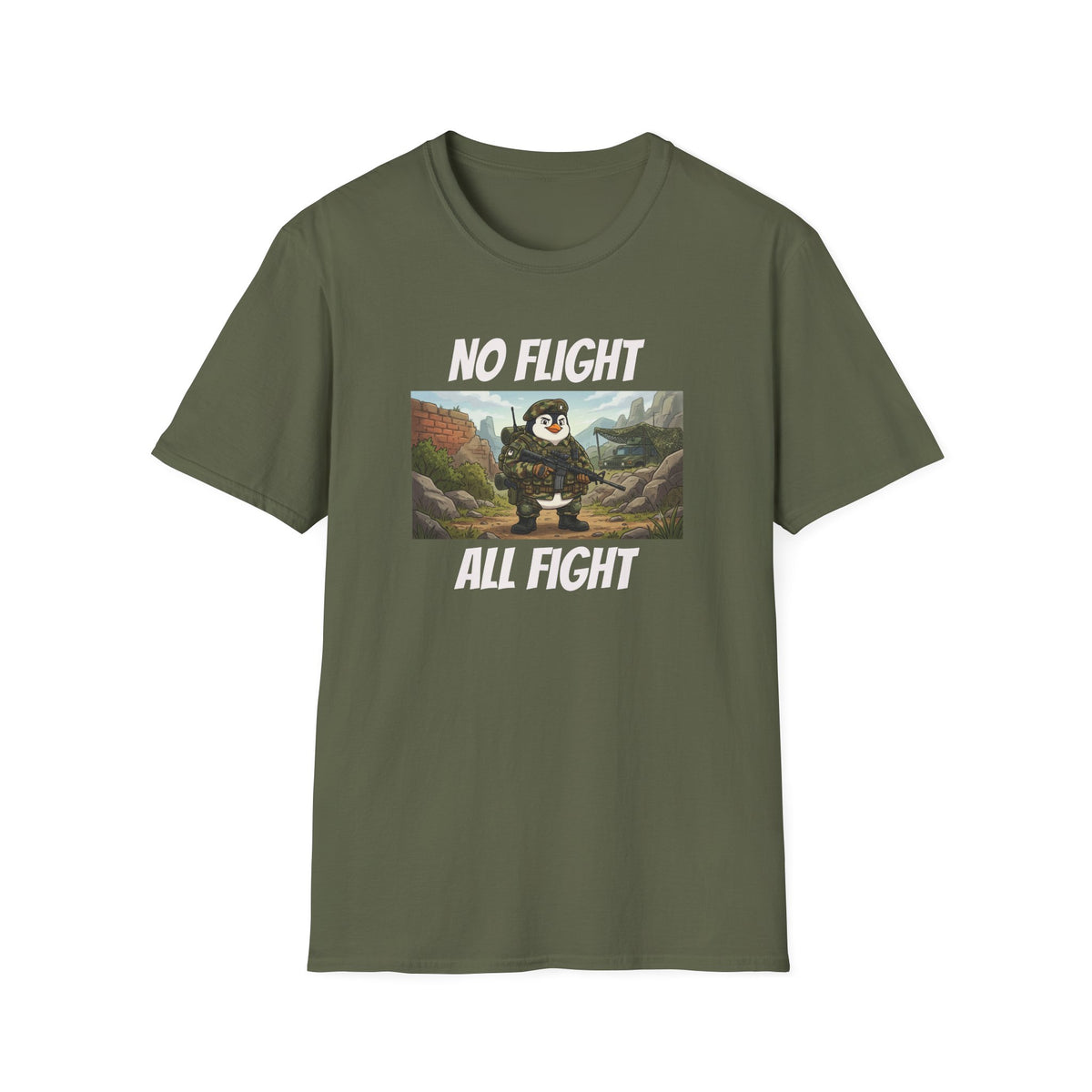 No Flight All Fight Penguin Soldier T-Shirt | Military Humor