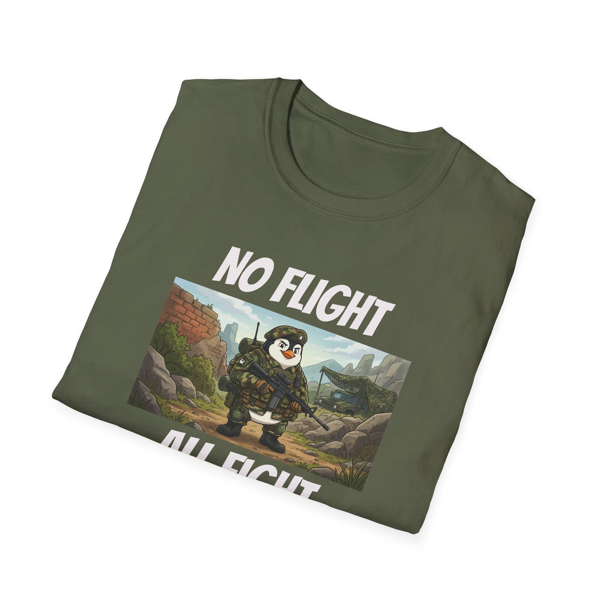 No Flight All Fight Penguin Soldier T-Shirt | Military Humor